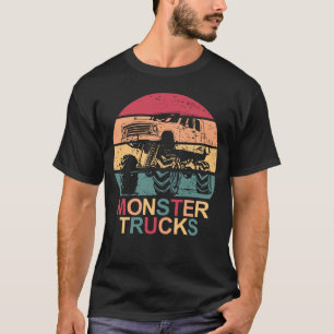 モンスタートラックレトロサンセットキッズモンスタートラック Tシャツ