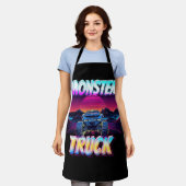 モンスタートラックレトロVAPORWAVEスタイルマウント エプロン (着用した状態)
