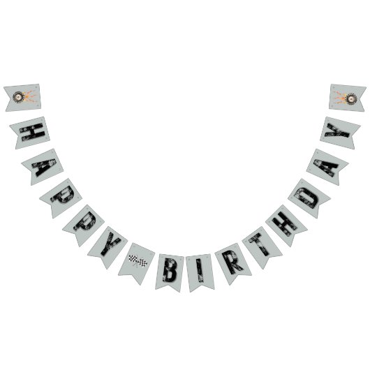 モンスタートラックレーシングタイヤホイールバースデーパーティー バンティングフラッグ (全)