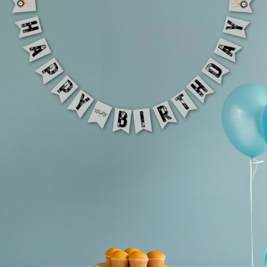 モンスタートラックレーシングタイヤホイールバースデーパーティー バンティングフラッグ