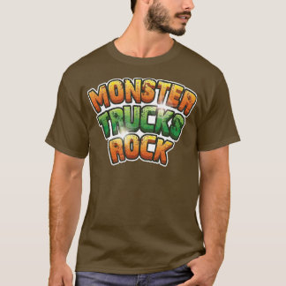 モンスタートラックロック – 緑とオレンジのロック文字 Tシャツ