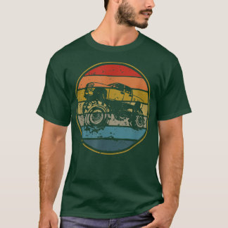 モンスタートラックヴィンテージレトロスタイルサンデザイン Tシャツ