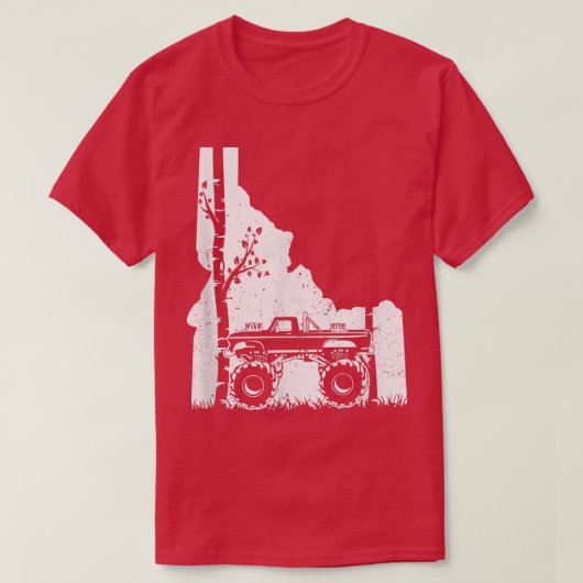 モンスタートラックヴィンテージ – 道路の森のアートのアイダホ Tシャツ (デザイン正面)