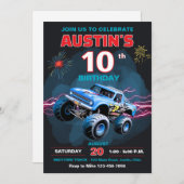 モンスタートラック児童誕生日 招待状 (正面/裏面)