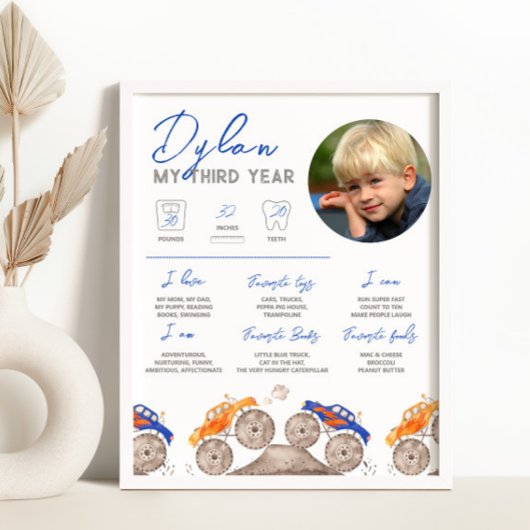 モンスタートラック写真マイルストーンのサイン ポスター