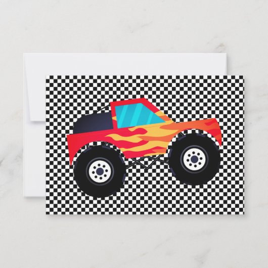 モンスタートラック写真第4誕生日 サンキューカード (裏面)