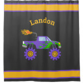 モンスタートラック名パーソナライズされたキッズおもしろい シャワーカーテン (正面)