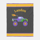モンスタートラック名パーソナライズされたキッズフリースブランケ フリースブランケット (正面)