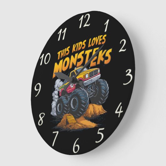モンスタートラック威厳のあるが土の山を征服 ラージ壁時計 (傾斜)