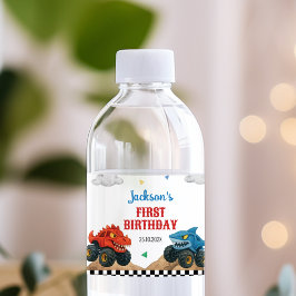 モンスタートラック子供の誕生日ウォーターボトルラベル ペットボトルラベル