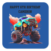 モンスタートラック子供の誕生日パーティの招待状