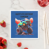 モンスタートラック子供の誕生日パーティの招待状 スタンダードランチョンナプキン (インサイチュ)