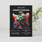 モンスタートラック子供の誕生日パーティの招待状 招待状 (スタンド正面)