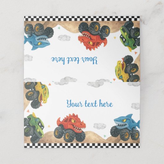 モンスタートラック子供の誕生日パーティーフードテント プレイスカード (外部開封)