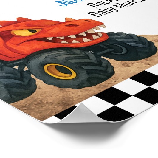 モンスタートラック子供の誕生日パーティーマイルストーンポスター ポスター (角)