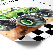 モンスタートラック子供の誕生日パーティーマイルストーンポスター ポスター (角)