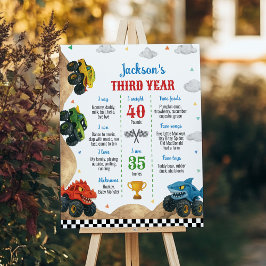 モンスタートラック子供の誕生日パーティーマイルストーンポスター ポスター