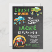 モンスタートラック子供の誕生日パーティー 招待状 (正面)