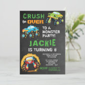 モンスタートラック子供の誕生日パーティー 招待状 (スタンド正面)