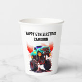 モンスタートラック子供の誕生日パーティー 紙コップ (裏面)