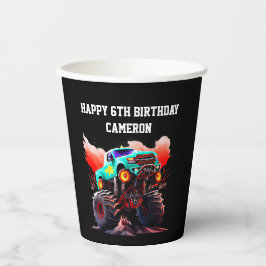 モンスタートラック子供の誕生日パーティー 紙コップ