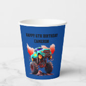 モンスタートラック子供の誕生日パーティー 紙コップ (正面)