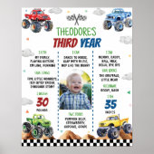 モンスタートラック子供の誕生日マイルストーンフォトポスター ポスター (正面)