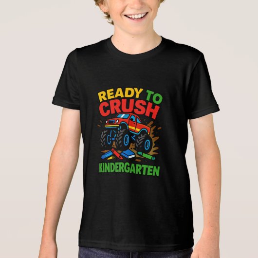 モンスタートラック幼稚園スタート トライブレンドTシャツ (正面)