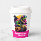 モンスタートラック恐竜誕生日ピンク 紙コップ (裏面)