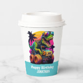 モンスタートラック恐竜誕生日ブルー 紙コップ (裏面)