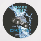 モンスタートラック感謝していお前のステッカー/メッセージカード ラベル (デザイン2)