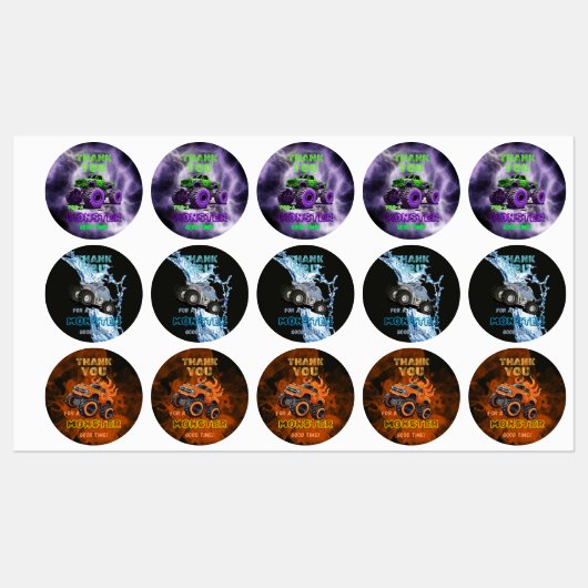 モンスタートラック感謝していお前のステッカー/メッセージカード ラベル (シート)