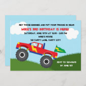 モンスタートラック招待状 – ボーイズ誕生日 招待状 (正面/裏面)