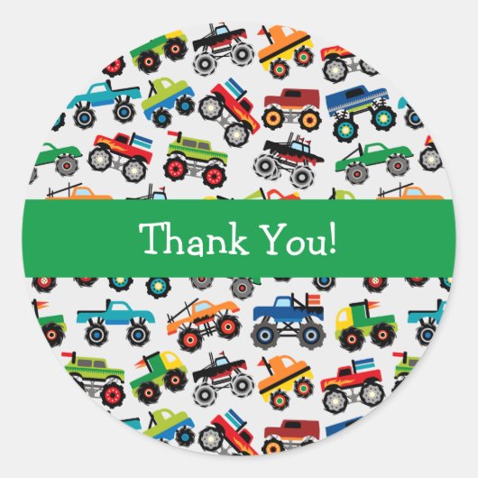 モンスタートラック模様クラシック丸シール ラウンドシール (正面)