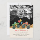 モンスタートラック水彩子供たち写真誕生日パーティー 招待状 (正面)