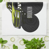 モンスタートラック漫画イラストレーション キッチンタオル (折り畳み)