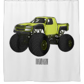 モンスタートラック漫画イラストレーション シャワーカーテン (正面)