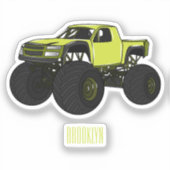 モンスタートラック漫画イラストレーション シール (正面)