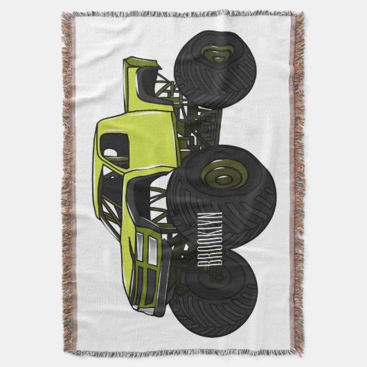 モンスタートラック漫画イラストレーション スローブランケット (正面縦)