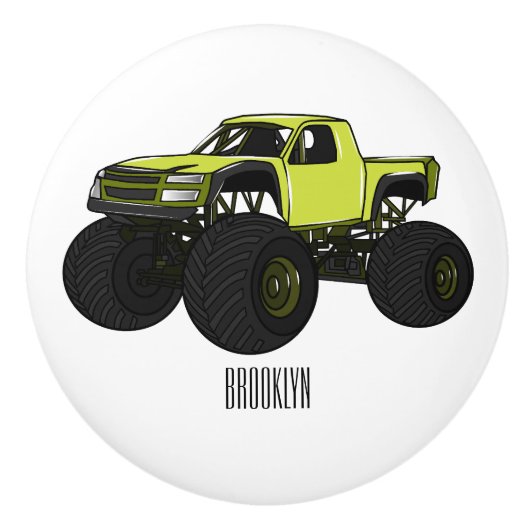 モンスタートラック漫画イラストレーション セラミックノブ (正面)