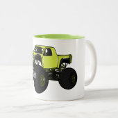 モンスタートラック漫画イラストレーション ツートーンマグカップ (正面右)