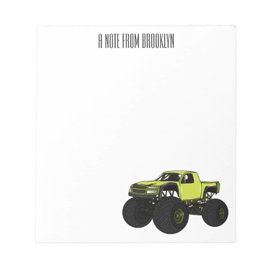 モンスタートラック漫画イラストレーション ノートパッド (正面)