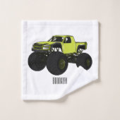モンスタートラック漫画イラストレーション バスタオルセット (ウォッシュタオル)