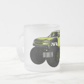 モンスタートラック漫画イラストレーション フロストグラスマグカップ (正面左)