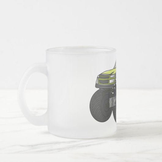 モンスタートラック漫画イラストレーション フロストグラスマグカップ (左)