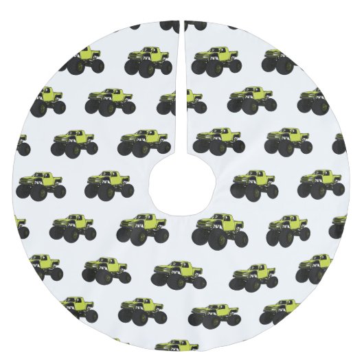 モンスタートラック漫画イラストレーション ブラッシュドポリエステルツリースカート (正面)