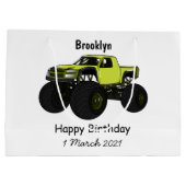 モンスタートラック漫画イラストレーション ラージペーパーバッグ (裏面)