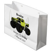 モンスタートラック漫画イラストレーション ラージペーパーバッグ (正面アングル)