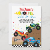 モンスタートラック男の子の誕生日の招待状。 招待状 (正面)