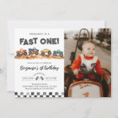 モンスタートラック男の子1歳の誕生日写真 招待状 (正面)